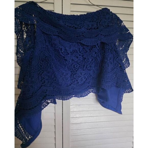 Spoon Jeans Women’s Lace Top - Size Small - Stylish Blue Blouse - Picture 8 of 11